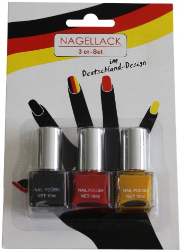 Michel Toys 650871 – Nagellack 3er Set, schwarz/rot/gelb