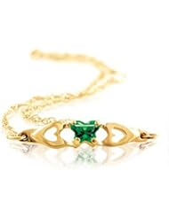 Butterfly Style Green Special Shape Cubic Zirconia Bracelet in 14kt Yellow Gold