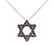 Sterling Silver Necklace Pendant Judaism Black Cz & Sapphire