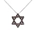 Sterling Silver Necklace Pendant Judaism Black Cz & Sapphire