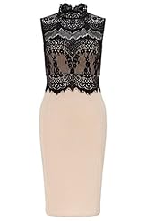 Sleeveless Polyester/Spandex Lace Summer High-Neck Cocktail Bodycon Dress/Club Dress/Party Dress/Midi Dress 
