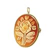 14K Yellow Gold Carnelian Shell Flower Pendant/Brooch
