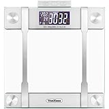 VonHaus Body Fat Scale - BMI Weight Scale with Body Composition Analyser, Hydration Monitor, 400lb Weight Capacity, Silver/Glass Bathroom Weight Scales