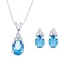.925 Sterling Silver Simulated Aquamarine Pendant and Earring Set