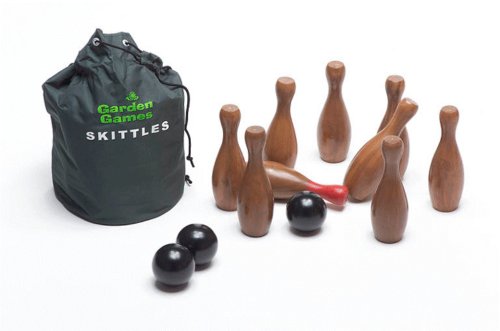 Skittles - Hardwood wooden skittles inc 3 wooden balls - skittles measure 9inches