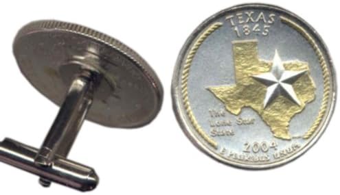 Gorgeous 2-toned 24k Gold on Sterling Silver U.S. Illinois Statehood Quarter Coin Cufflinks
