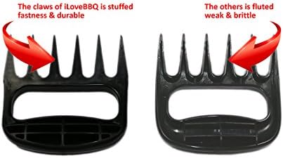 Meat Claws, iLoveBBQ® Meat Pulled & Shredder Claws - BBQ Claw Forks - Meat Handler Carving Forks - Pulled Pork Shredder - Barbecue Gifts - BPA Free & FDA Approved - Set of 2(Black) - Lifetime Money Back Guaranteed