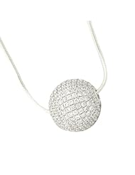 Ryssa925 Micropave Series - Sterling 925 Silver Sworovski Cubic Cirzonia (CZ) 16mm Sphere Ball Pendant (Incl Sterling 925 Silver Chain Shown)