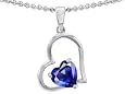 1.25 cttw 14k White Gold Plated 925 Sterling Silver and Created Heart Shape Sapphire Pendant