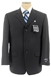 Alfani Mens AF Single Breasted 3 Button Black Pinstripe Wool Suit - Size 42S