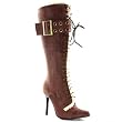 Womens Sexy Costume Accessory Mountain Knee Boot 4 Inch Heel Knee Buckle Brown