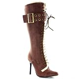 Womens Sexy Costume Accessory Mountain Knee Boot 4 Inch Heel Knee Buckle Brown