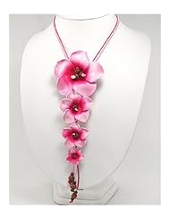 Pink Flower Cotton Necklace