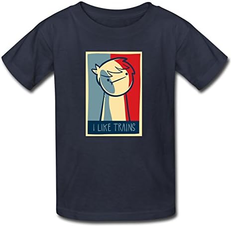 Custom Kids T-shirt Cotton I Like Trains Asdf T-shirt- Medium Navy Type