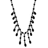 Jet Black Fringed Drop Choker Necklace