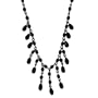Jet Black Fringed Drop Choker Necklace