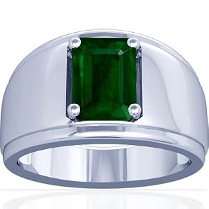 Platinum Emerald Cut Emerald Mens Ring (GIA Certificate)