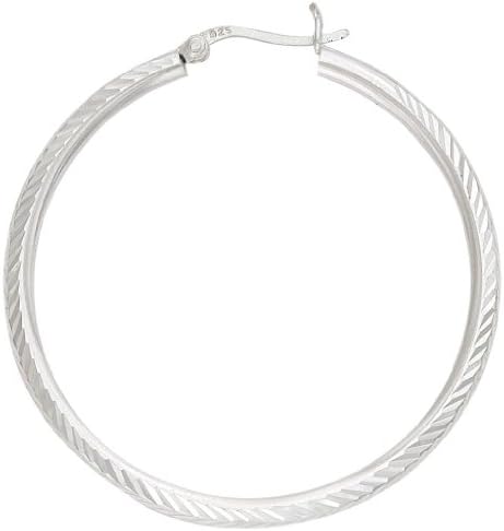 3 x 45mm Sterling Silver Anti Tarnish Diamond Cut Large Polished Hoop Earrings