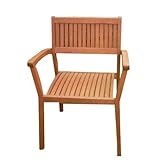 VIFAH V1080 Stacking Dining Chair, Natural Wood Finish, 22.7 by 22 by 32.9 inch