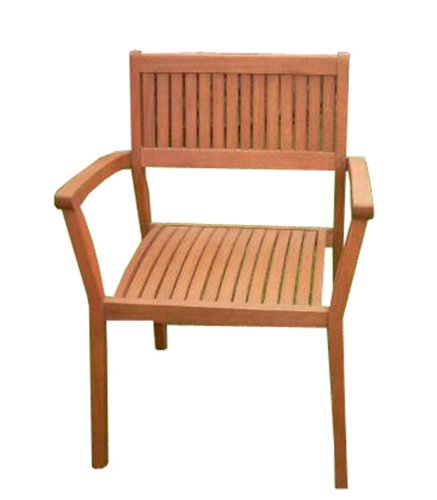 VIFAH V1080 Set of 4 Stacking Dining Chairs, Natural Wood Finish, 22.7 by 22 by 32.9-Inch