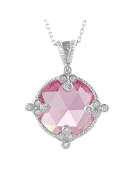 Alexandria Collection Sterling Silver Large Pink Cubic Zirconia Circle Necklace