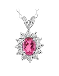 2.35 Ct Pink & White Topaz White Gold Pendant 18" Chain