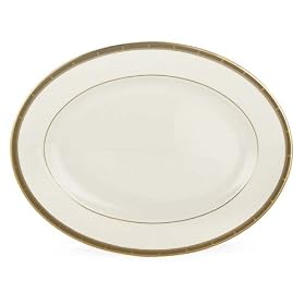 Lenox Desert Vista Ivory China Gold Banded 13 Oval Platter by Lenox