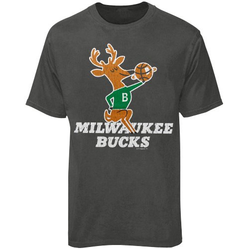 Majestic Milwaukee Bucks Charcoal Bench II Vintage T-shirt (XX-Large)