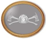 Decorative Etched Mirror - Firefighter Art Etching, Oval Solid Hardwood Framed Wall Mirror, 15 x 19 inches