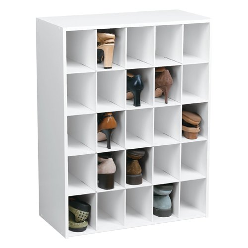 25 Pair Shoe Compartment Organizer - White by Stack A Shelf