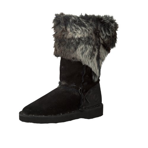 Bronx Damen Lederstiefel (Schwarz, 36)