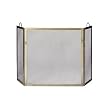 3 Panel Polished Iron Fireplace Screen with Handles
