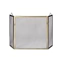 3 Panel Polished Iron Fireplace Screen with Handles