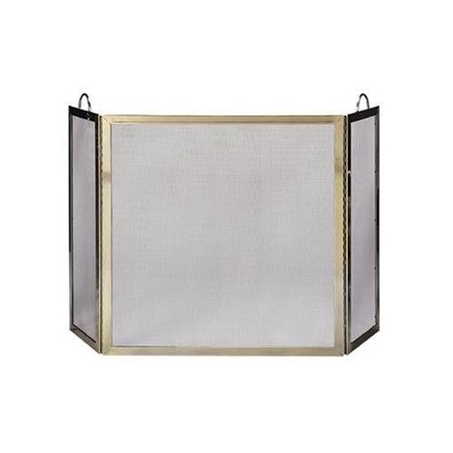 Kitchen: 3 Panel Polished Iron Fireplace Screen with Handles