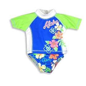Sand N Sun - Infant Girls 2 Piece Swimset, Short Sleeve UVA Sunguard Top And Bottoms, Blue