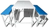 Indoor Furnitures item: Strathwood St. Croix Aluminum Rectangle High Dining Table with 2 Benches and Cushions