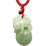 Natural Grade A Jadeite Jade Hand Carved Pi Xiu Dragon Luck and Fortune Pendant Necklace