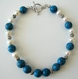 Handcrafte Necklace & Bracelets Turquoise Bead w/ Potato Shaped Freshwater Pearl (BRAND NEW)