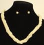 Multi Strand Twisted Ivory Small Pearls Short Chain Necklace and Earrings