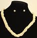 Multi Strand Twisted Ivory Small Pearls Short Chain Necklace and Earrings