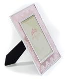 Quince Anos 8x10 picture frame, pink glass, white lace, white metal; great gift!