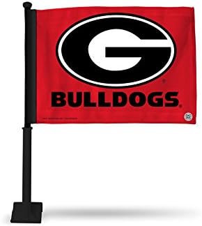 NCAA Georgia Bulldogs Red Car Flag with Black Pole 2 Pack