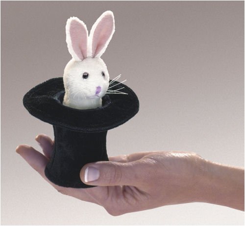 Childrens Toyshop  Toys : Mini Rabbit in Hat Finger Puppet by Folkmanis