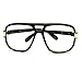 Geeky Oversized Gazelle Eye Glasses Sunglasses - Black Gold