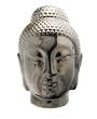 Pearl Black Finish Ceramic Buddha Head Statue / Wall Hanging