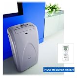 Whirlpool AMD096 Portable Air Conditioner With Remote Control - A Class, Silver Metallic