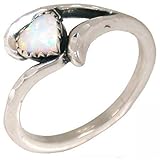 Synthetic Opal Heart Ring Sterling Silver Sz 8