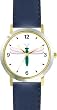 Teal Body & White Winged Dragonfly or Dragon Fly - JP - WATCHBUDDY&reg; DELUXE TWO-TONE THEME WATCH - Arabic Numbers - Blue Leather Strap-Size-Women's Size-Small