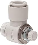 SMC AS2201F-02-06S Air Flow Control Valve with One-Touch Fitting, PBT & Nickel Plated Brass, Elbow, With Sealant, 1/4