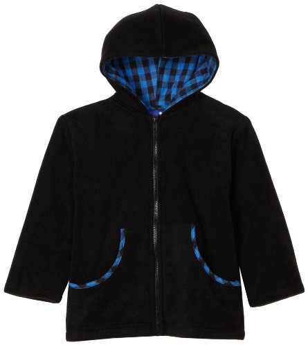 Flap Happy Flannel Lined Hooded Fleece Jacket, Black, 18 Months